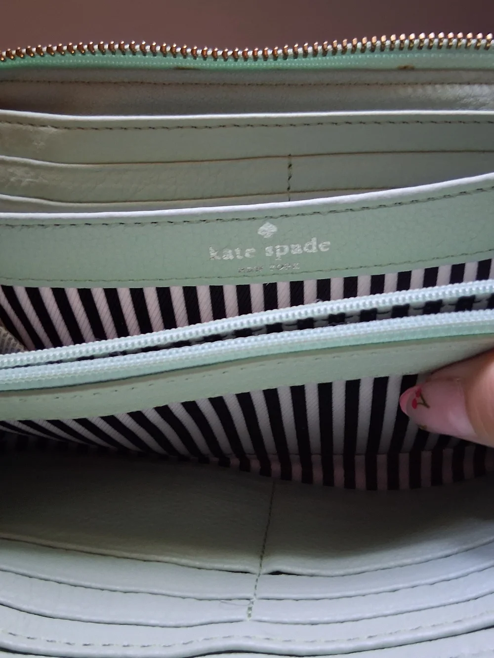 KATE SPADE ♠️ Light Mint Quilted Zip-Around Wallet